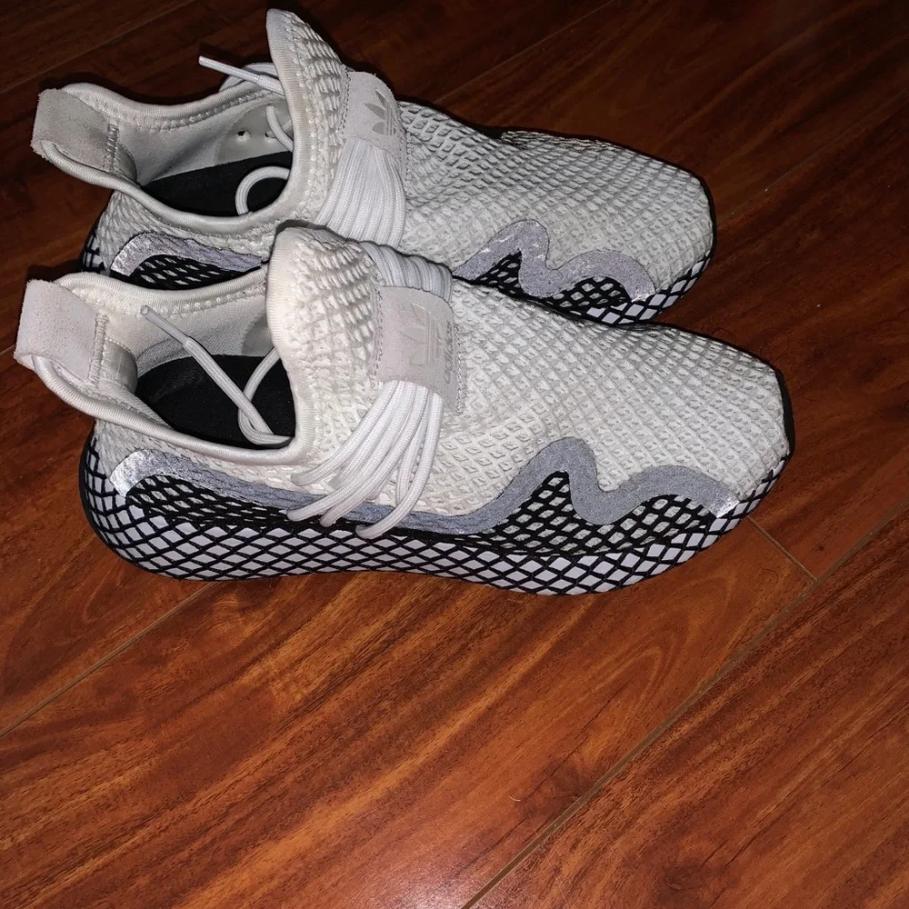 adidas White and Black Mesh Sneakers
